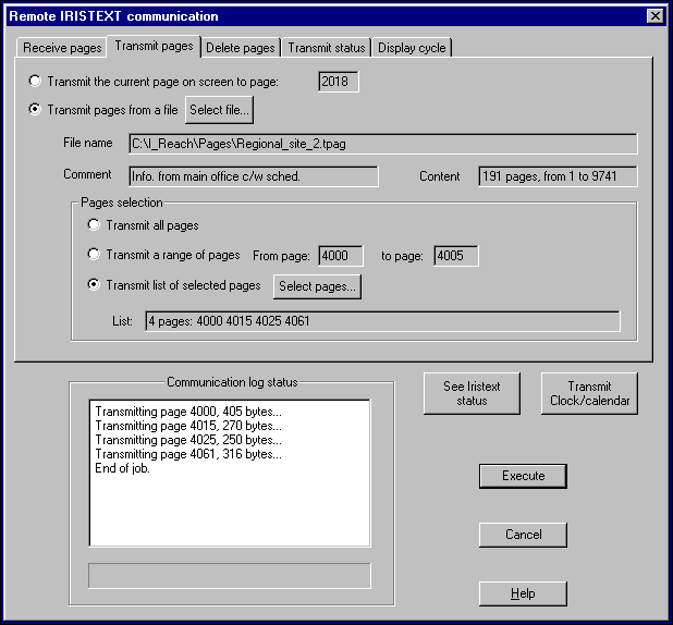 Transmit Page(s) Menu